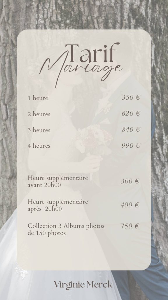 Tarif photographe mariage à Jarny